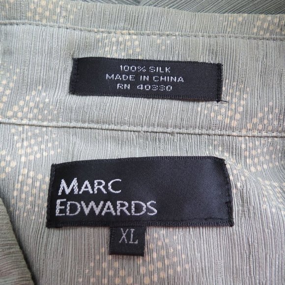 MARC EDWARDS Men's Sage Green Silk Short Sleeve Button Down Shirt Size XL - Picture 5 of 7